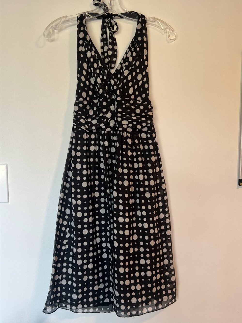 Maria Bianca Nero Silk Polka Dot Halter Dress NWT Size XS Black White